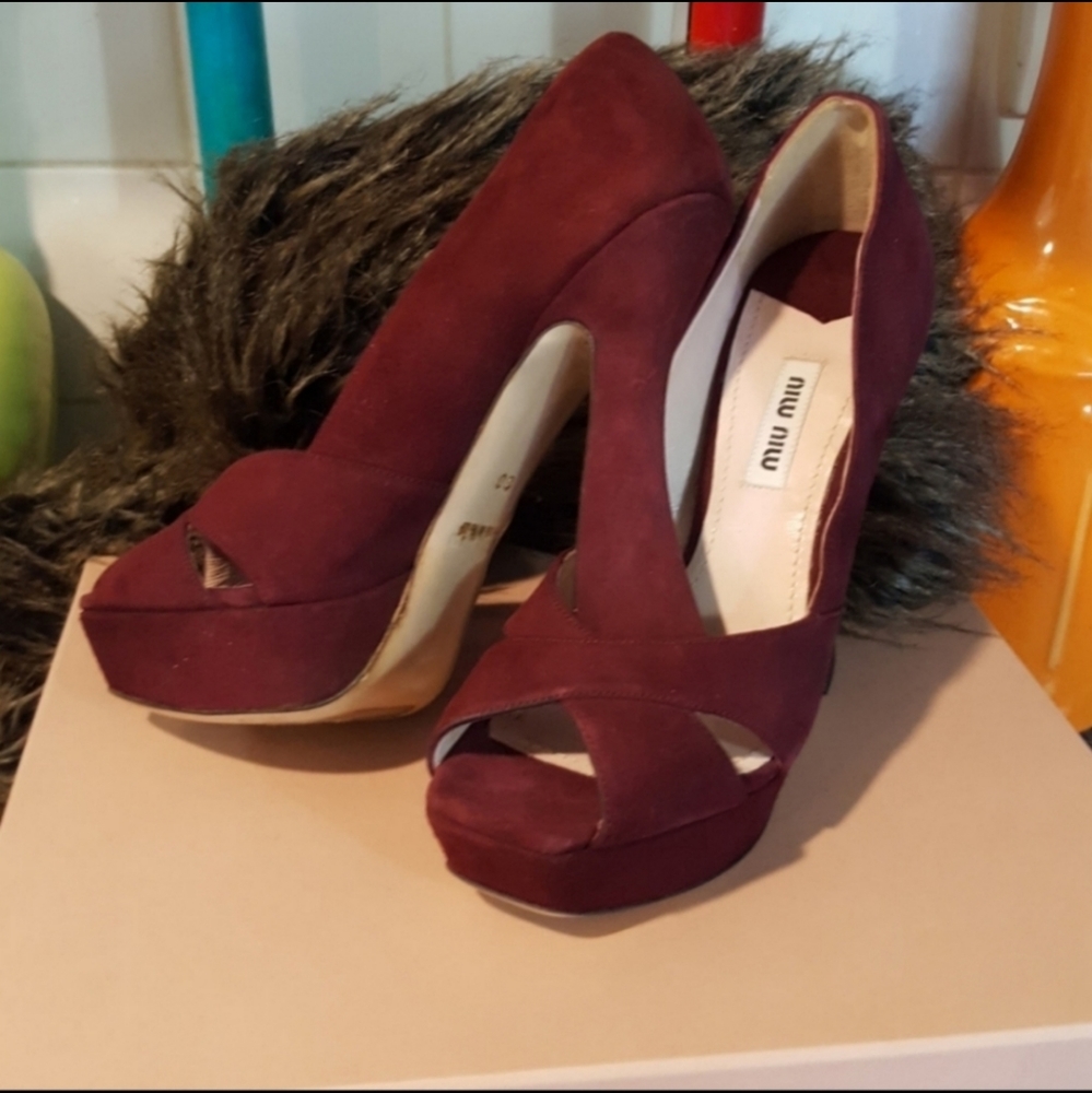 Miu Miu Platform Heels Burgandy